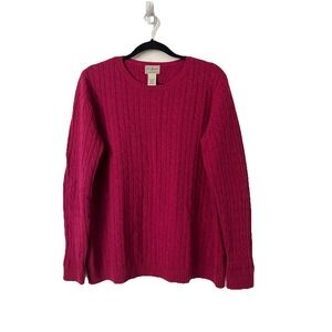VTG‎ LL Bean Women Red Cable Knit Sweater Lambs Wool Fisherman Pullover  SZ Xl